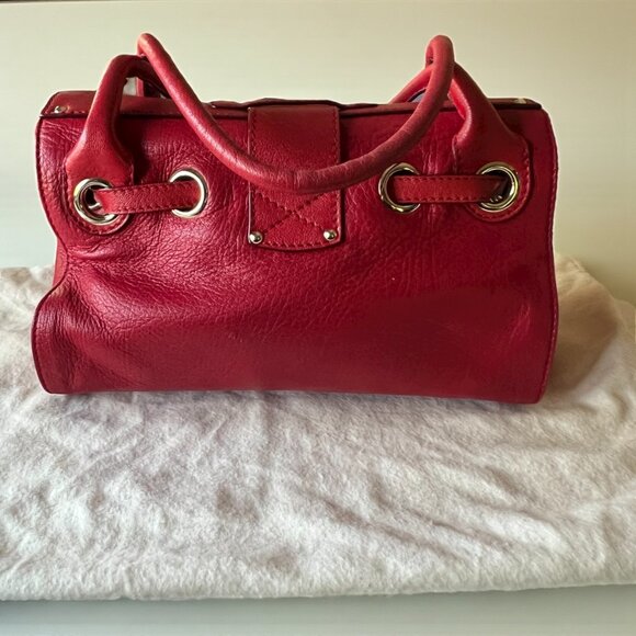 Vintage Jimmy Choo Rosalie Red Leather Satchel โ Gold Hardware, Dustbag Included - Picture 9 of 11
